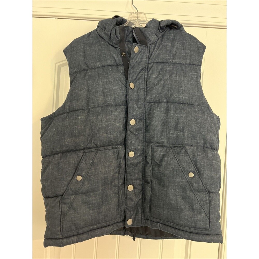 Old Navy Quilted Denim-Look Puffer Hood Navy Full Zip Unisex Adult XL